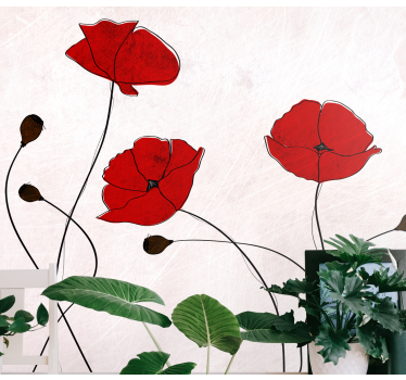 Tapisserie coquelicots Élégance de fleurs rouges - TenStickers