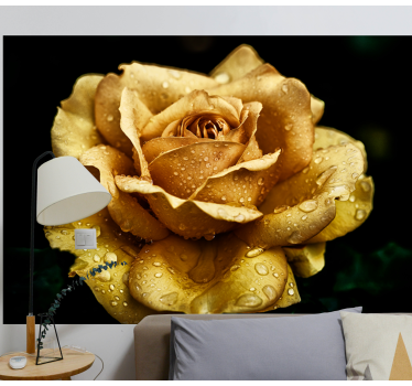 Tapisserie coquelicots élégante fleur couverte de rosée - TenStickers