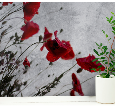 Tapisserie coquelicots élégants rouges - TenStickers