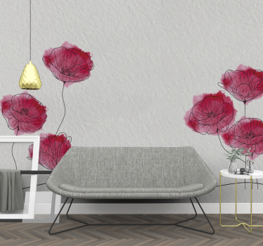 Tapisserie coquelicots fleurs de coquelicot délicates - TenStickers