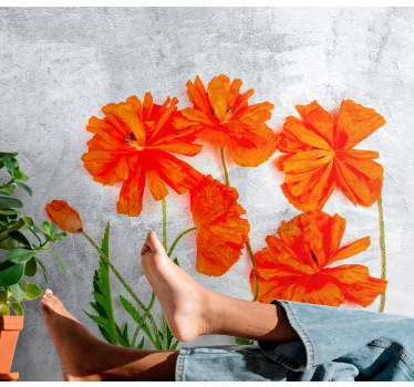 Tapisserie coquelicots fleurs de pavot orange - TenStickers