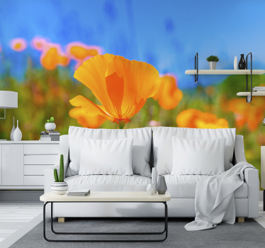 Tapisserie salon fleurs de pavot vibrantes - TenStickers
