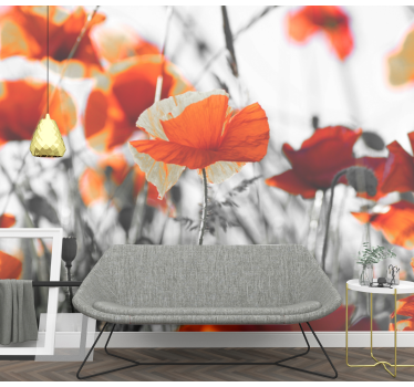 Tapisserie coquelicots prairie vivante - TenStickers