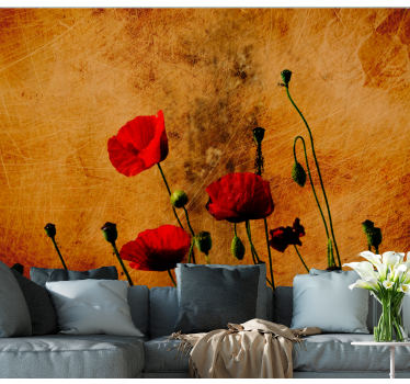 Tapisserie coquelicots rouges vifs - TenStickers
