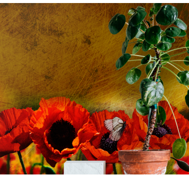 Tapisserie coquelicots scène de fleurs en pleine floraison - TenStickers