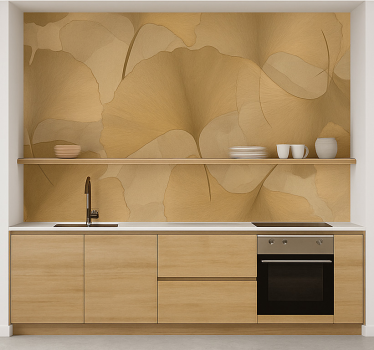 Tapisserie cuisine chevauchement du ginkgo doré - TenStickers