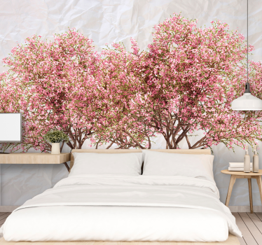 Papier peint chambre ado fleur arbres roses en fleurs - TenStickers