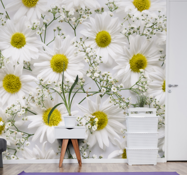 Tapisserie fleur bouquet de marguerites blanches - TenStickers