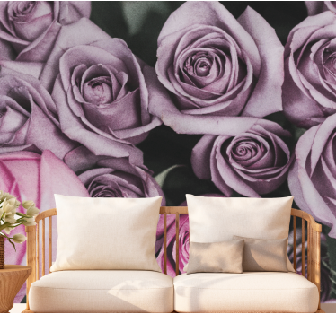 Tapisserie fleur bouquet de roses lavande - TenStickers