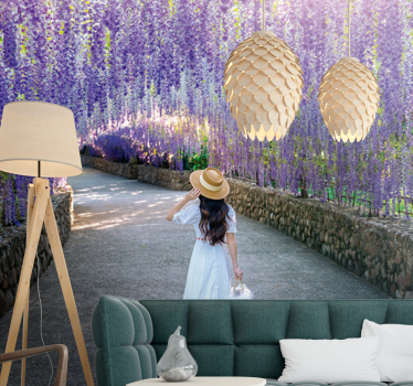 Tapisserie fleur chemin de fleurs de glycine - TenStickers