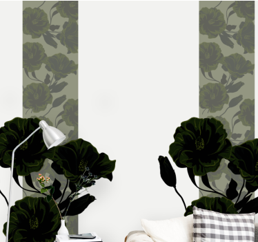 Tapisserie fleur fleurs noires Élégantes - TenStickers