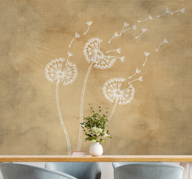 Tapisserie fleur graines de pissenlit flottantes - TenStickers