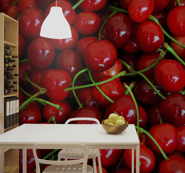 Tapisserie fleur grappes de cerises mûres - TenStickers