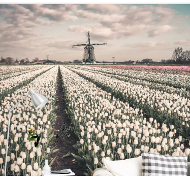 Tapisserie fleur paysage de champs de tulipes - TenStickers