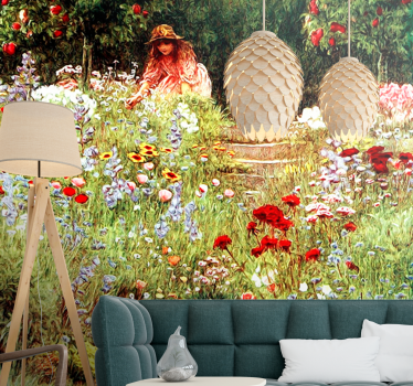 Tapisserie fleur scène de chemin de jardin - TenStickers