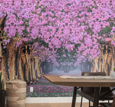 Tapisserie fleur sentier de fleurs de cerisier - TenStickers