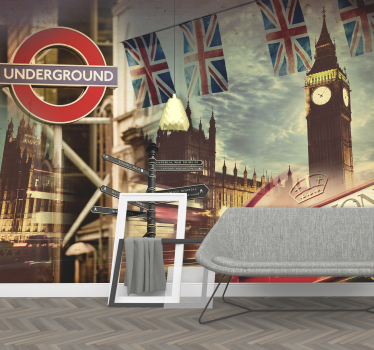 Tapisserie londres collage londonien - TenStickers
