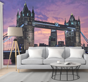Tapisserie londres coucher de soleil sur le pont de Londres - TenStickers