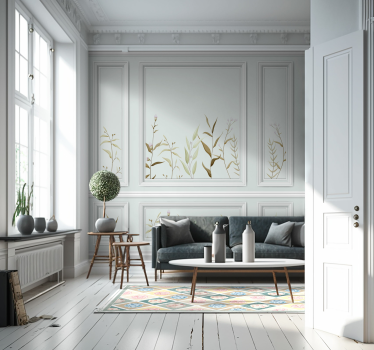 Tapisserie murale vintage moulage avec motif plantes - TenStickers