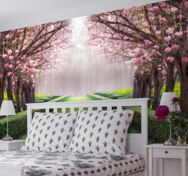 Tapisserie paysage voie fleurie - TenStickers