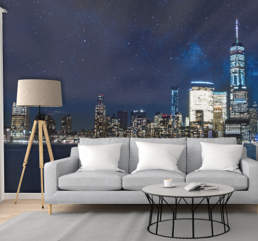 Tapisserie new york paysage nocturne métropolitain - TenStickers