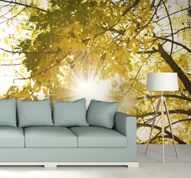 Tapisserie nature rayons de la canopée d'automne - TenStickers