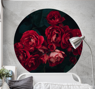 Tapisserie rose fleurs de roses rouges - TenStickers
