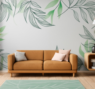 Tapisserie salon feuilles tropicales suspendues - TenStickers