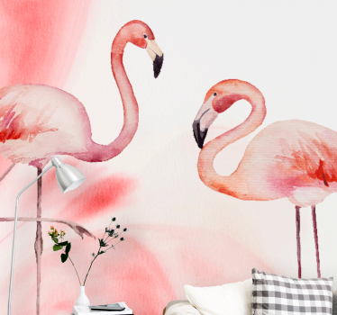 Tapisserie salon flamants en duo - TenStickers