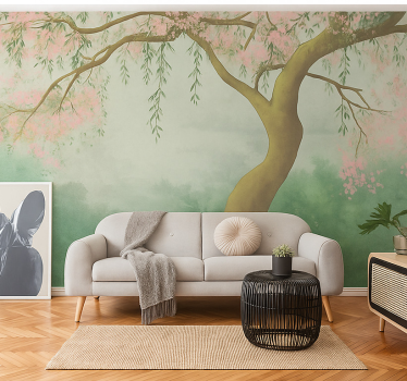 Tapisserie salon fleur de cerisier éthérée - TenStickers