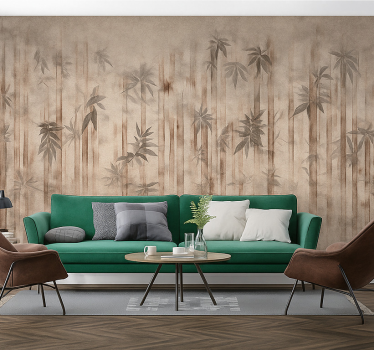 Tapisserie salon forêt de bambous vintage - TenStickers