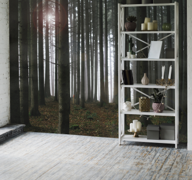 Tapisserie salon scène de forêt brumeuse - TenStickers