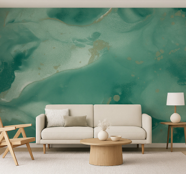 Tapisserie salon tourbillons de marbre émeraude - TenStickers
