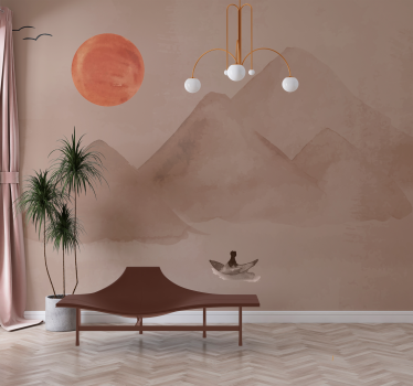 Papier peint panoramique terracotta ambiance japonaise - TenStickers