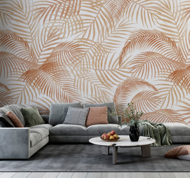 Papier peint salon motif terracotta palmiers exotiques - TenStickers