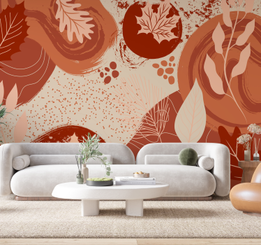 Papier peint panoramique terracotta plantes et fleurs - TenStickers