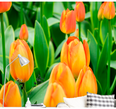 Tapisserie tulipes Éclosions de tulipes en abondance - TenStickers