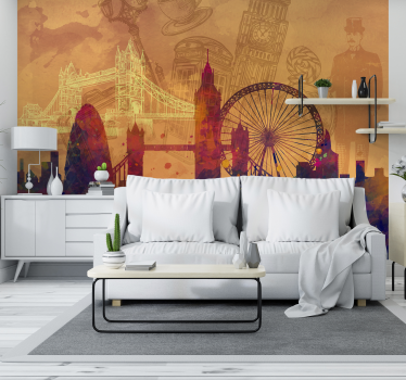 Tapisserie villes et pays silhouette historique - TenStickers