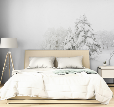 Tempête hivernale et forêt d'arbres murale - TenStickers