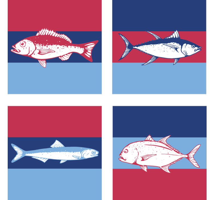 Dessous de verre illustrations de poissons stylisés - TenStickers