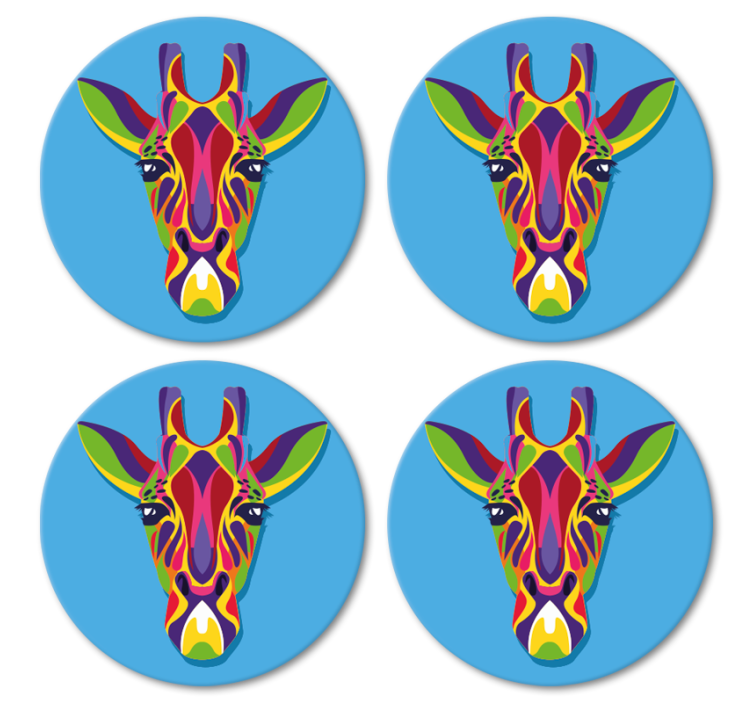 dessous de verre moderne Peinture girafe multicolore - TenStickers