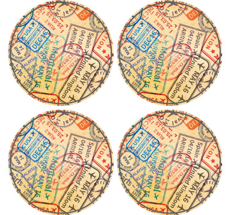 dessous de verre moderne Timbres de voyage - TenStickers