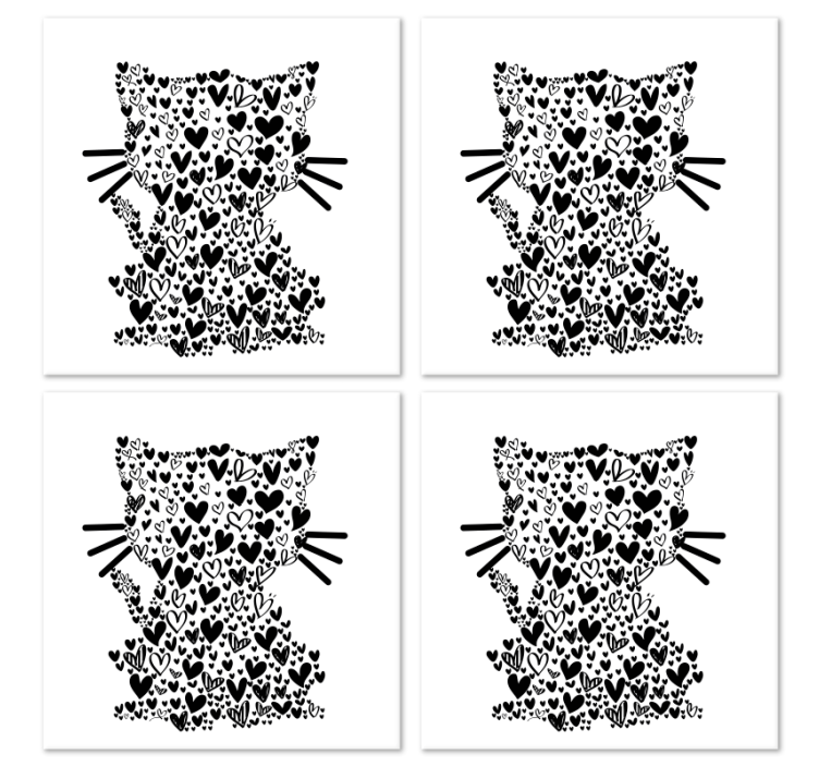Dessous de verre moderne Coeurs de chat - TenStickers