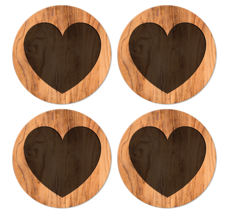 Dessous de verre motif Coeur avec texture en bois - TenStickers
