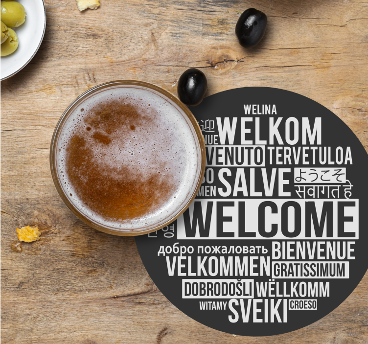 Dessous de verre bière bienvenue multilingue - TenStickers