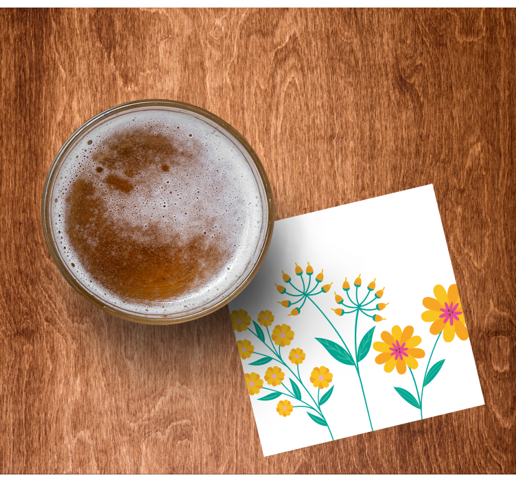 Dessous de verre bière composition de fleurs vives - TenStickers