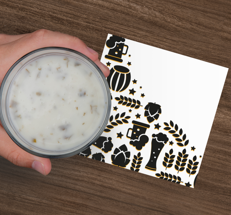 Dessous de verre bière composition des éléments bière - TenStickers