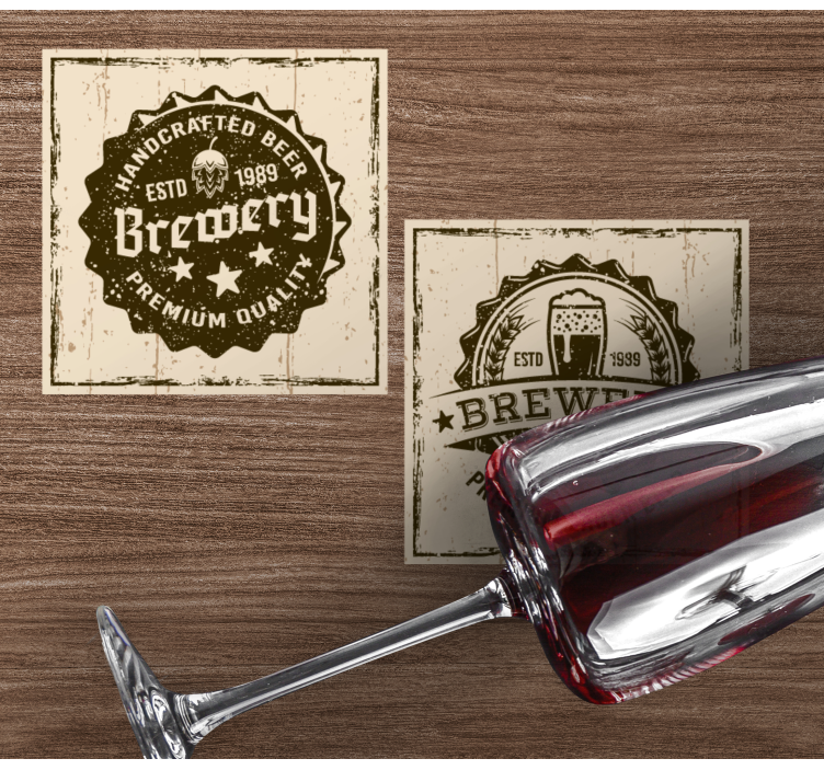 Dessous de verre bière design badge brasserie vintage - TenStickers