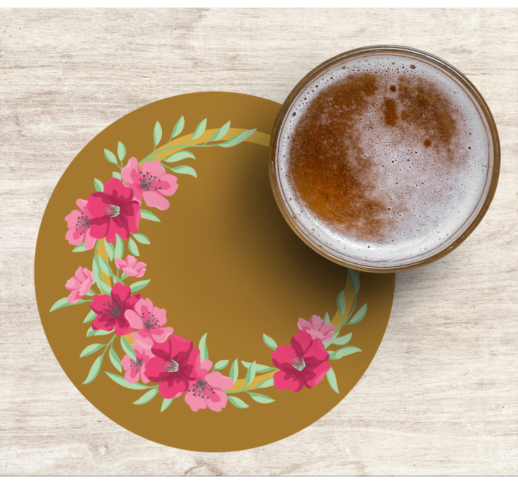 Dessous de verre bière design floral circulaire - TenStickers