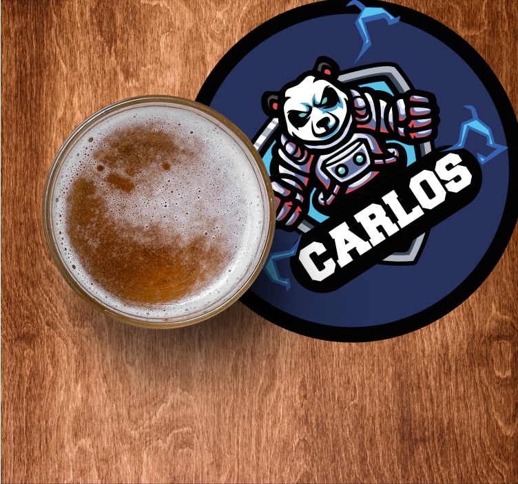 Dessous de verre bière Émblème panda avec nom - TenStickers